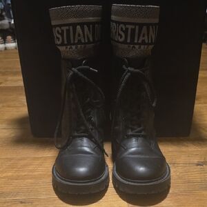 Dior Black Lace Up Boots
